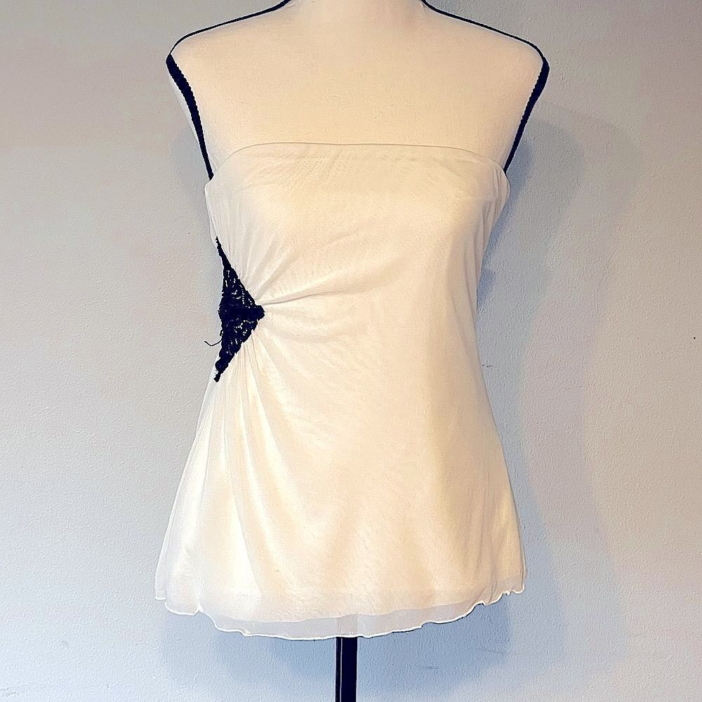 Vintage (2001) The Limited Strapless Cream (with Black Bead Detail) Top. Size M.